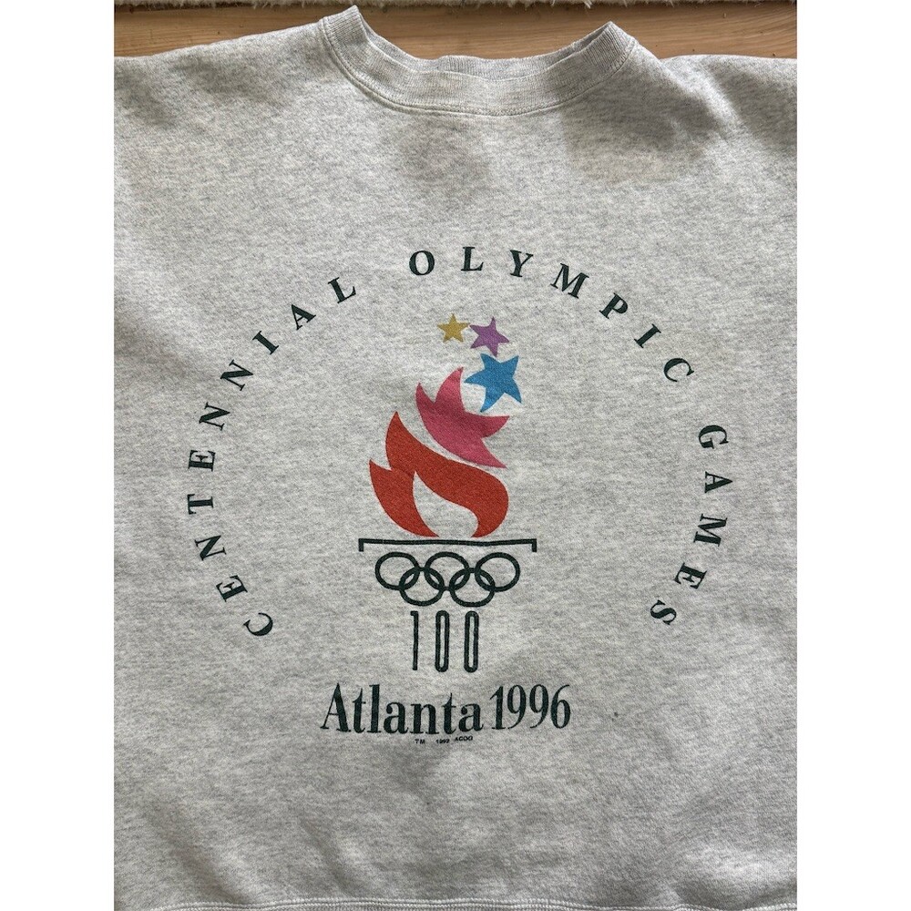Atlanta 1996 Centennial Olympics Crewneck Champion Sweatshirt Mens M Gray